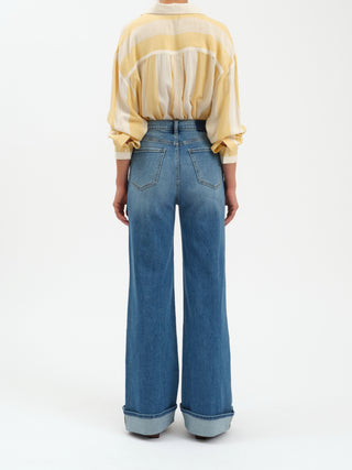 Far Out High Rise Cuffed Wide Leg Denim - Big Break