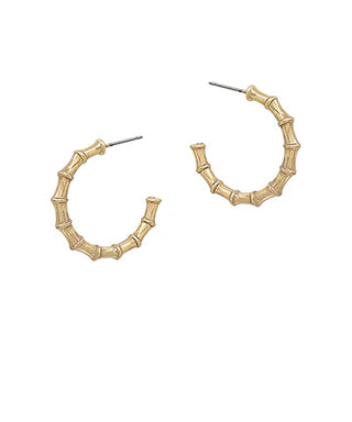 Worn Gold Bamboo Hoops