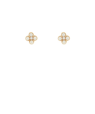 Pave Pearl Flower Stud Earrings