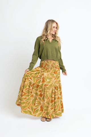 Desert Palm Smocked Maxi Skirt
