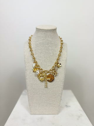 Multi Charm Pearl and Gold Resort Necklace