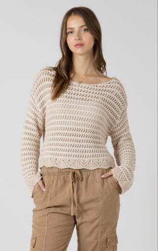 Scalloped Hem Open Stitch Sweater