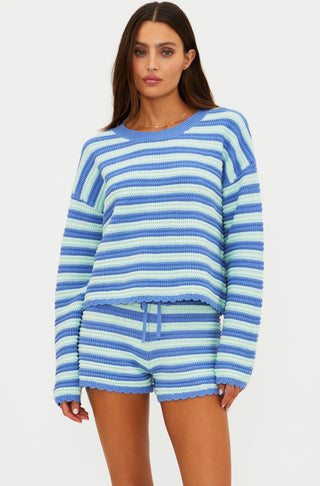 Beach Sweater - Sapphire Sea Stripe