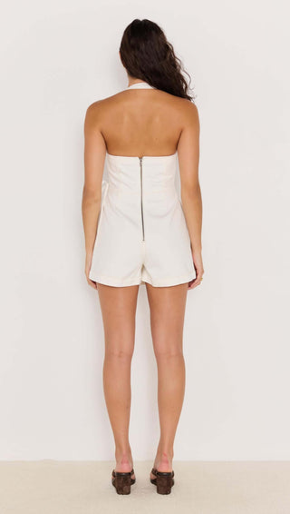 White Denim Halter Playsuit