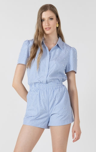 Pearl Detail Button Up Shirt