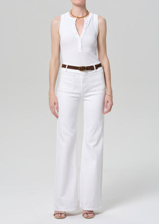 Kimberly Patch Pocket Flare-White