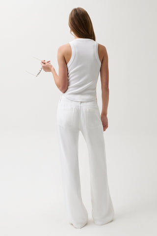 Jadyn Mid-Rise Drawstring Palazzo Jean - Optic White
