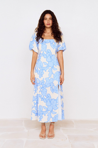 Alessia Puff Sleeved Midi Dress