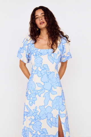 Alessia Puff Sleeved Midi Dress