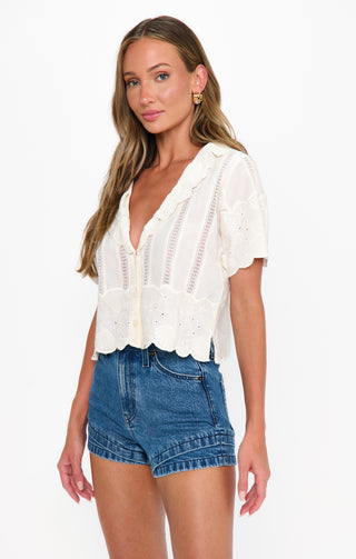 Lyla Top-White Eyelet