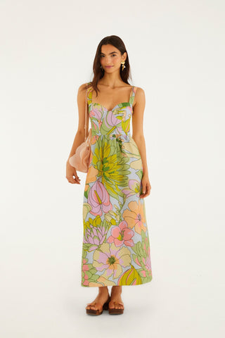 Light Blue Spring Affair Premium Linen Maxi Dress