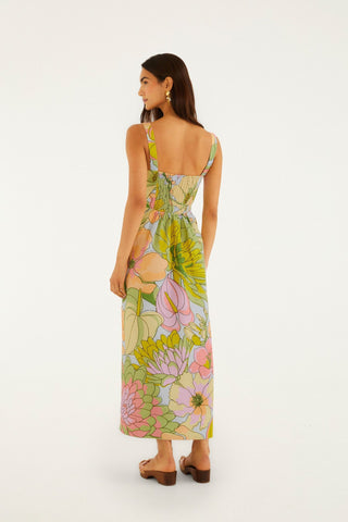 Light Blue Spring Affair Premium Linen Maxi Dress