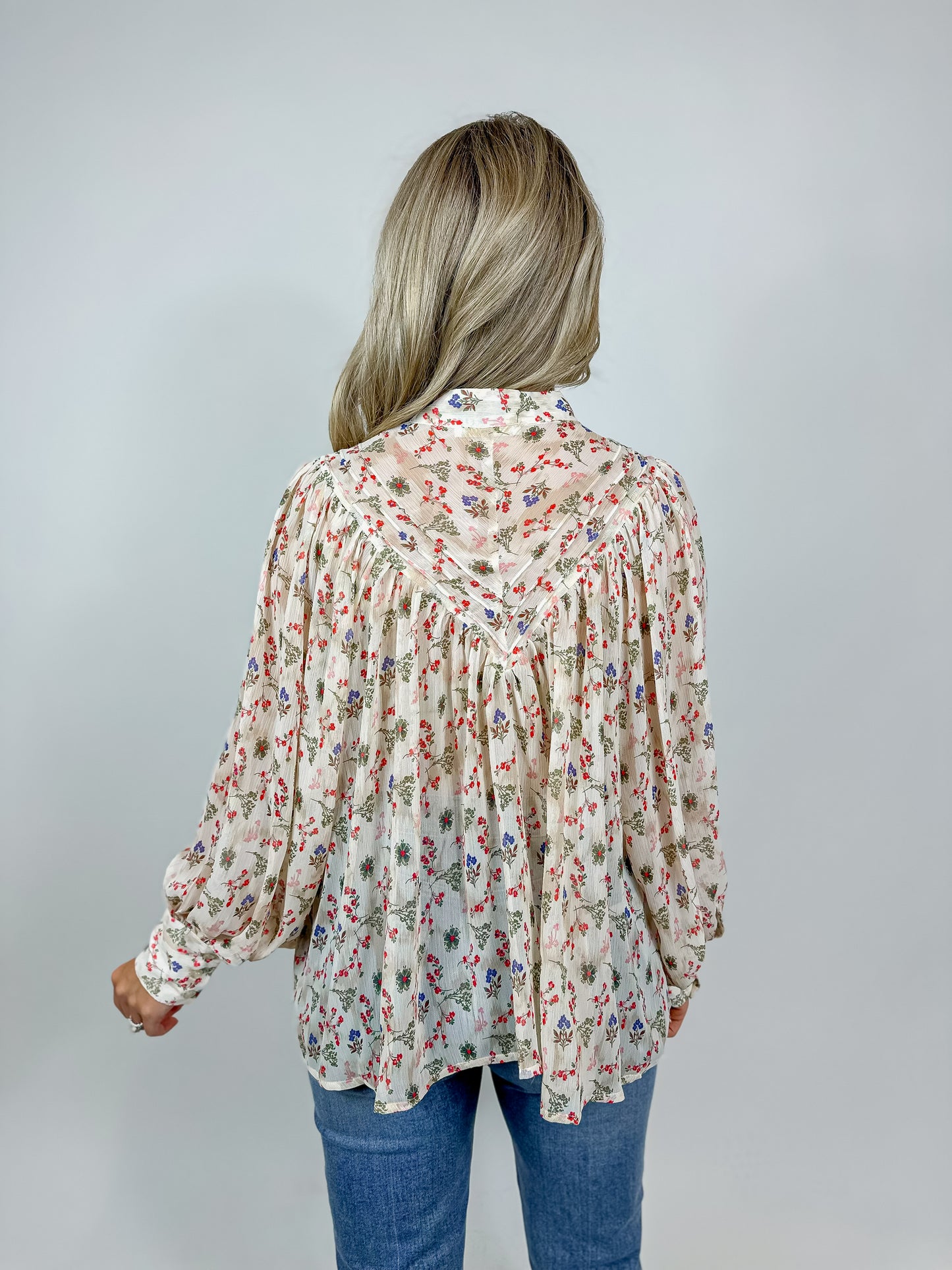 Floral Chiffon Button Top