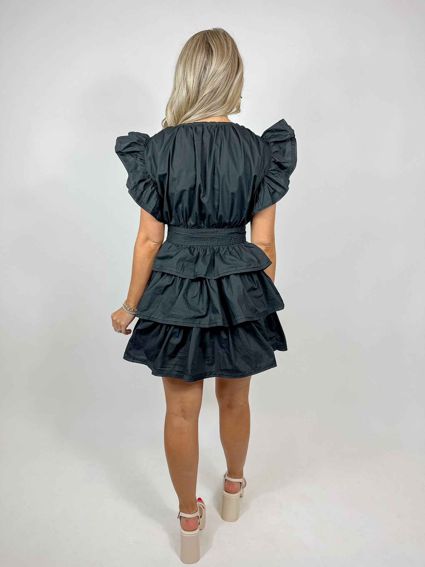 Poplin Wrap Ruffle Dress