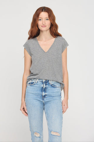 Canyon V-Neck Tee-Heather Grey