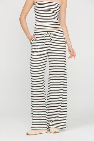 Thea Striped Pant- Ivory/ Black