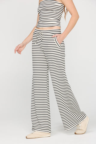 Thea Striped Pant- Ivory/ Black