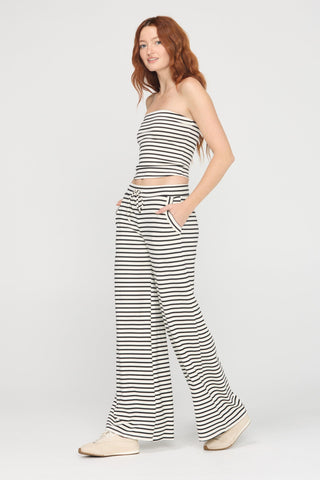 Thea Striped Pant- Ivory/ Black