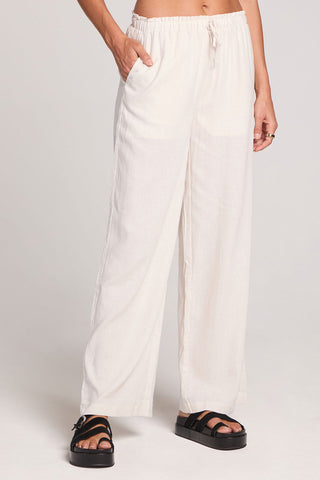 Woven Ecru Pull On Pant