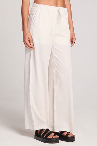 Woven Ecru Pull On Pant