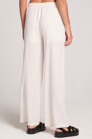 Woven Ecru Pull On Pant
