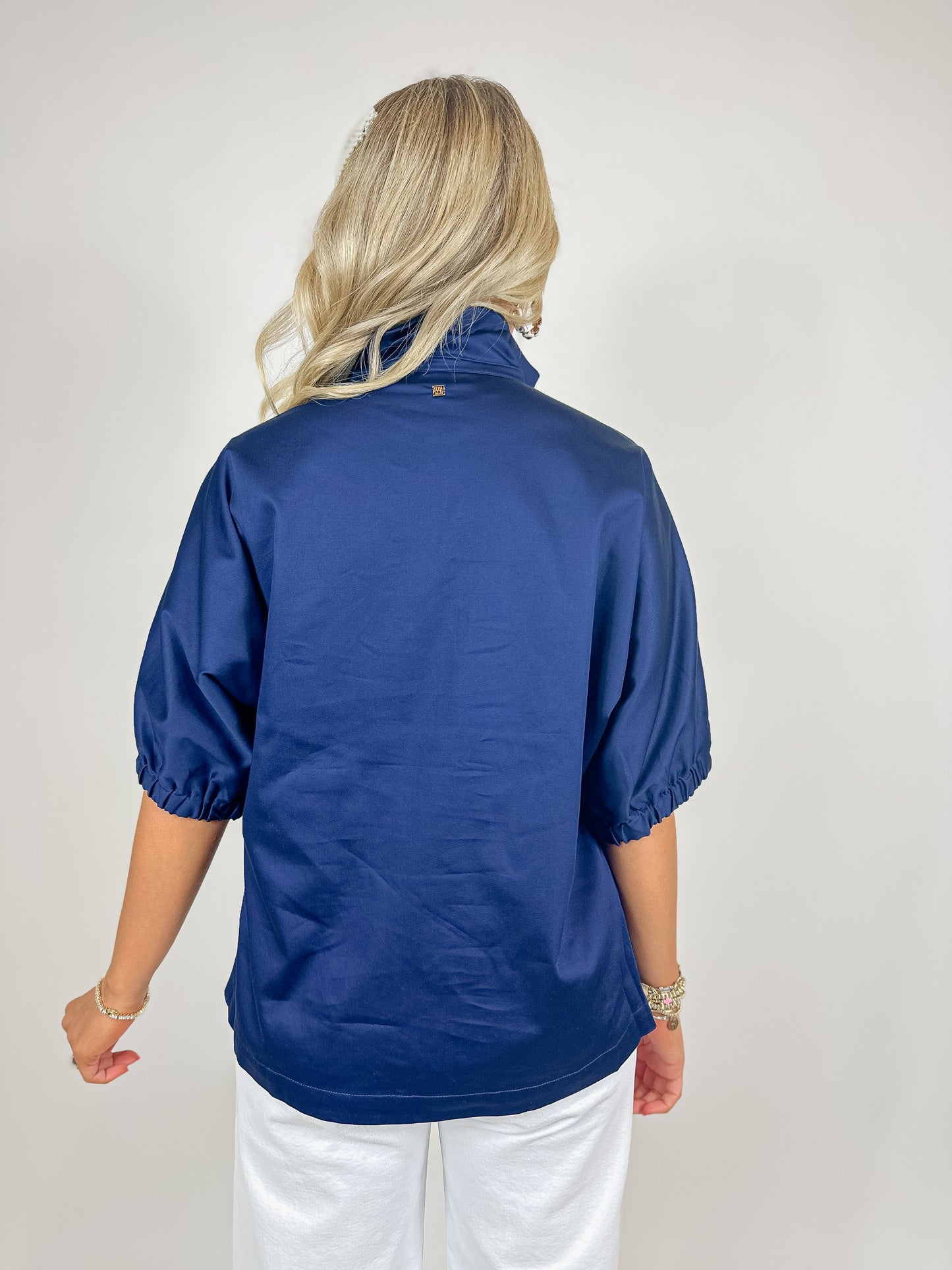 Poppy Top - Navy Cotton Poplin