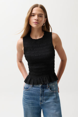 Phoebe Smocked Tank - Black