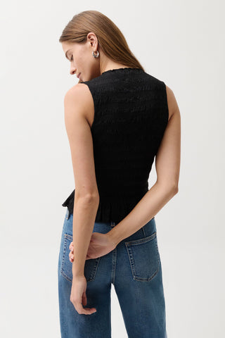 Phoebe Smocked Tank - Black