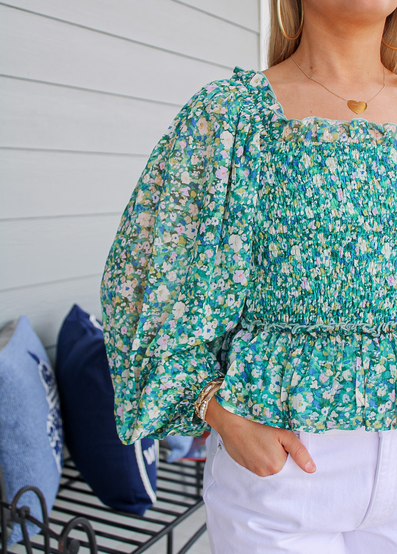 Alice Printed Smocked Blouse