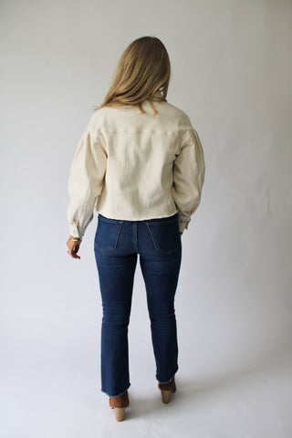 Cream Puff Sleeve Denim Jacket