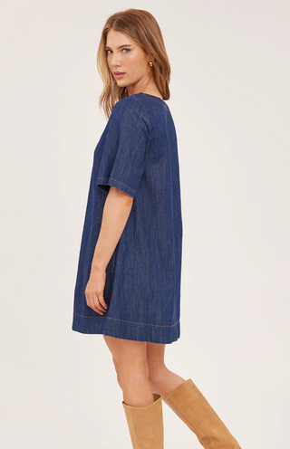 Penelope Mini Dress-Dark Wash