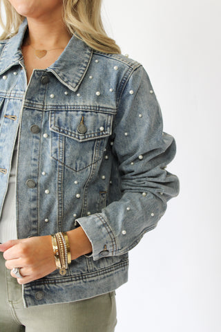 Pearl Cropped Denim Jacket