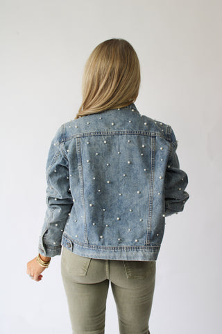 Pearl Cropped Denim Jacket