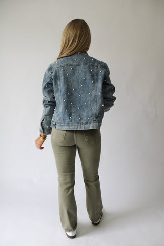 Pearl Cropped Denim Jacket