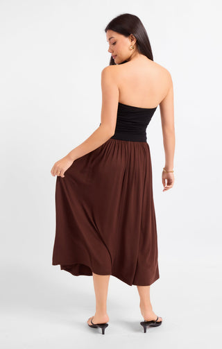 Hot Coffee Strapless Midi Dress