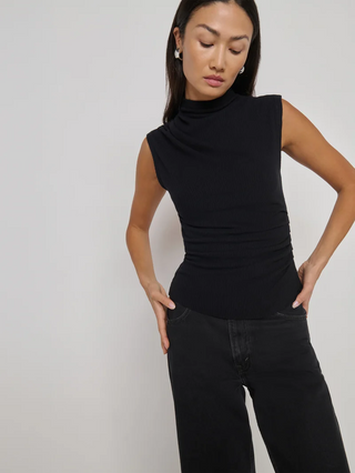 Arielle Draped Wrap Top - Jet Black