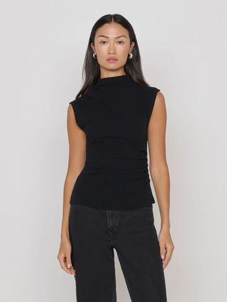 Arielle Draped Wrap Top - Jet Black
