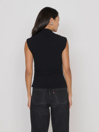 Arielle Draped Wrap Top - Jet Black