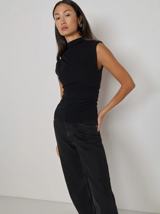 Arielle Draped Wrap Top - Jet Black