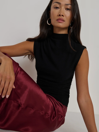Arielle Draped Wrap Top - Jet Black