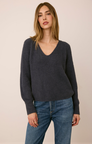 Filomena V-Neck Sweater-Smoke