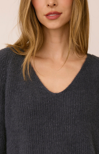 Filomena V-Neck Sweater-Smoke