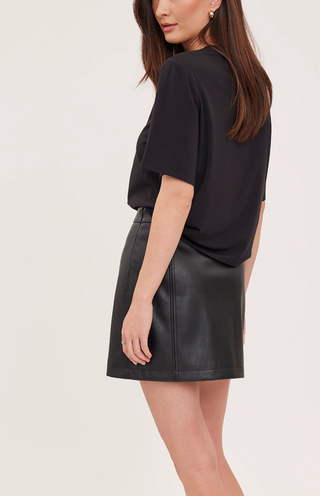 Chrissy Vegan Leather Mini Skirt-Black