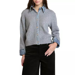 Denim Trim Sweater Shirt