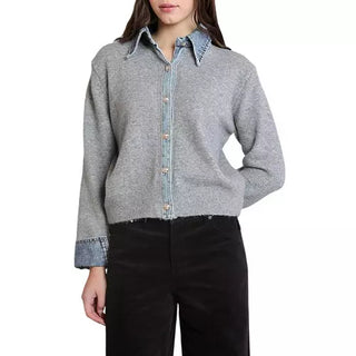Denim Trim Sweater Shirt