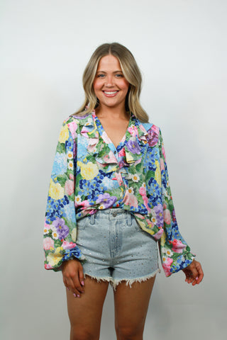 Suki Ruffle Top - Flower Shop