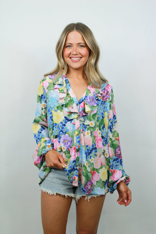 Suki Ruffle Top - Flower Shop