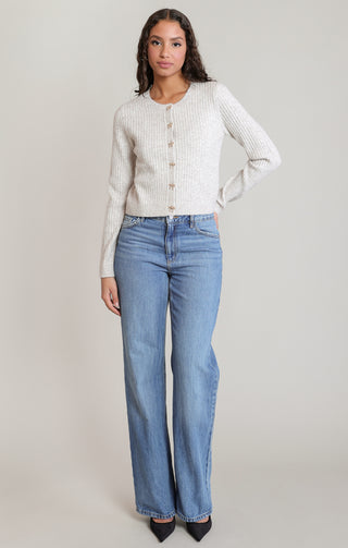 Bow Button Cropped Cardigan