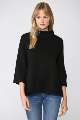 Mock Neck Pull Over Sweater - Black