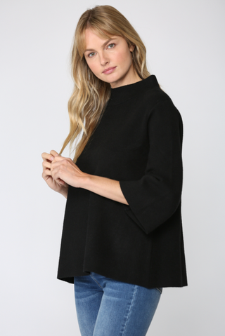 Mock Neck Pull Over Sweater - Black